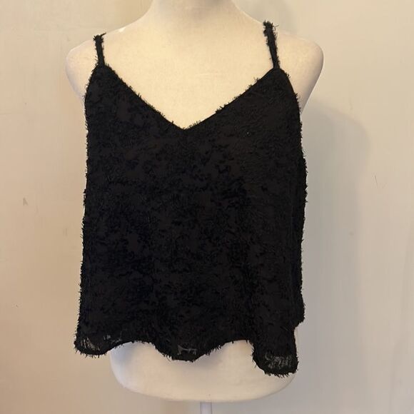 Ley Den black velvet spaghetti strap tank Size S New - Picture 2 of 9